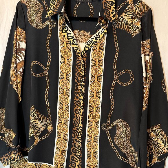 Spenser Jeremy Petites Animal Print Blouse - Picture 2 of 14